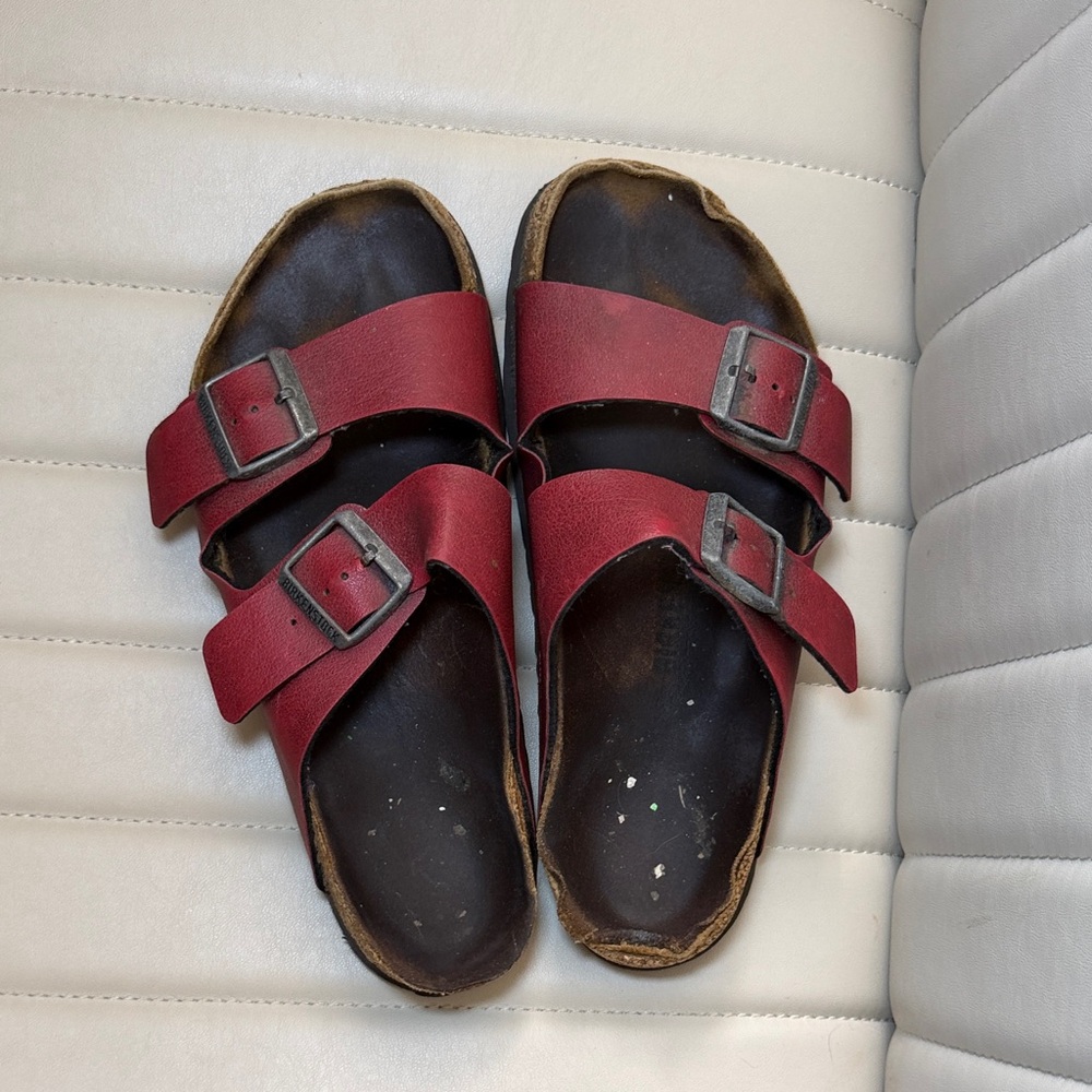 Birkenstock Burgundy Leather Sandals Size 10-11M 12-12.5W